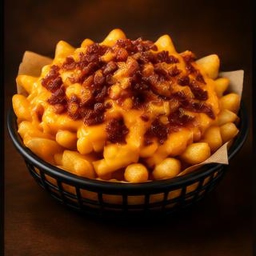 Fritas com cheddar e bacon